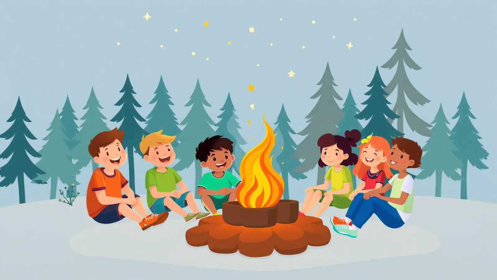 Campers around a campfire